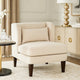 Feya Accent Chair w Lumbar Pillow | Channeled Beige Corduroy | Brown Legs