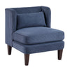 Feya Accent Chair w Lumbar Pillow | Channeled Blue Corduroy | Brown Legs