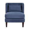 Feya Accent Chair w Lumbar Pillow | Channeled Blue Corduroy | Brown Legs