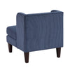 Feya Accent Chair w Lumbar Pillow | Channeled Blue Corduroy | Brown Legs