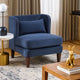 Feya Accent Chair w Lumbar Pillow | Channeled Blue Corduroy | Brown Legs