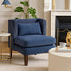 Feya Accent Chair w Lumbar Pillow | Channeled Blue Corduroy | Brown Legs