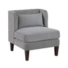 Feya Accent Chair w Pillow | Channeled Dark Gray Corduroy | Brown Legs
