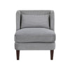 Feya Accent Chair w Pillow | Channeled Dark Gray Corduroy | Brown Legs