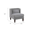 Feya Accent Chair w Pillow | Channeled Dark Gray Corduroy | Brown Legs