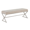 Welo Dining Bench, Taupe Chenille, X Champagne Gray Iron Base, 48"