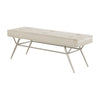 Wen Dining Bench, Beige Polyester, Champagne Gray Angled Base, 48"