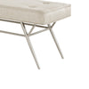 Wen Dining Bench, Beige Polyester, Champagne Gray Angled Base, 48"