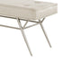 Wen Dining Bench, Beige Polyester, Champagne Gray Angled Base, 48"