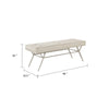 Wen Dining Bench, Beige Polyester, Champagne Gray Angled Base, 48"