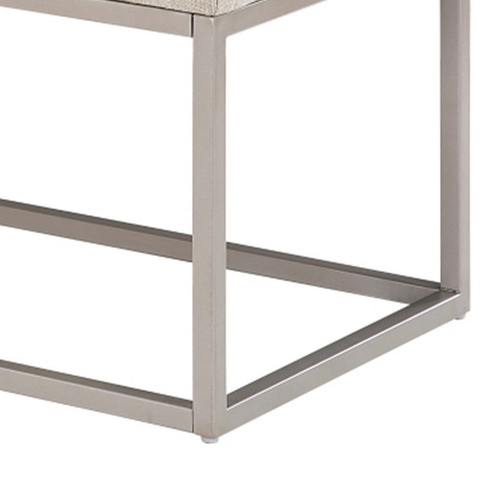 Mei Bench, Channel Tufted Beige Upholstery, 48" Champagne Gray
