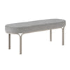 Welu Bench, 48" Champagne Gray Metal and Chenille Upholstery