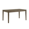 Emy 6pc Dining Set w Bench, Gray Cushions, Brown Ladderback Chairs