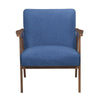 Cathy Accent Chair, Blue Polyester Cushions, Walnut Brown Rubberwood