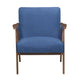 Cathy Accent Chair, Blue Polyester Cushions, Walnut Brown Rubberwood