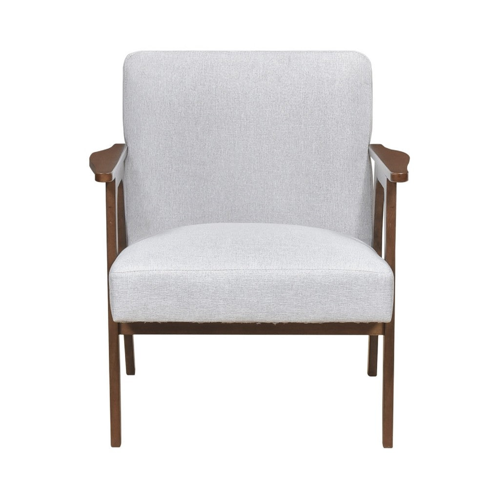 Cathy Accent Chair, Gray Polyester Cushions, Walnut Brown Rubberwood