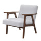 Cathy Accent Chair, Gray Polyester Cushions, Walnut Brown Rubberwood