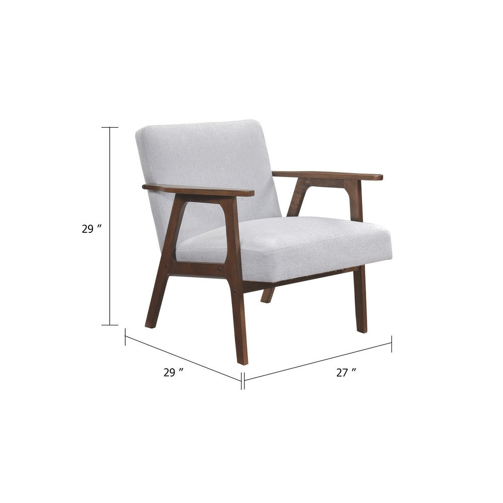 Cathy Accent Chair, Gray Polyester Cushions, Walnut Brown Rubberwood