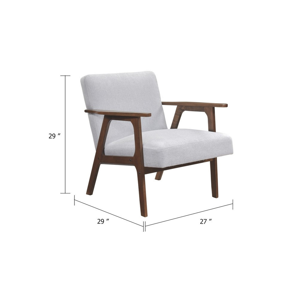 Cathy Accent Chair, Gray Polyester Cushions, Walnut Brown Rubberwood