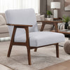 Cathy Accent Chair, Gray Polyester Cushions, Walnut Brown Rubberwood