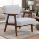 Cathy Accent Chair, Gray Polyester Cushions, Walnut Brown Rubberwood