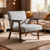 Cathy Accent Chair, Gray Polyester Cushions, Walnut Brown Rubberwood