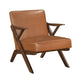 Gya Accent Chair, Faux Leather Upholstery, Walnut Brown Rubberwood
