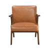 Gya Accent Chair, Faux Leather Upholstery, Walnut Brown Rubberwood