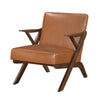 Gya Accent Chair, Faux Leather Upholstery, Walnut Brown Rubberwood