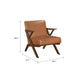 Gya Accent Chair, Faux Leather Upholstery, Walnut Brown Rubberwood