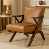 Gya Accent Chair, Faux Leather Upholstery, Walnut Brown Rubberwood