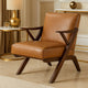 Gya Accent Chair, Faux Leather Upholstery, Walnut Brown Rubberwood