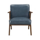 Gya Accent Chair, Blue Faux Leather Upholstery, Walnut Brown Rubberwood