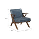 Gya Accent Chair, Blue Faux Leather Upholstery, Walnut Brown Rubberwood
