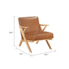 Gya Accent Chair, Brown Faux Leather, Natural Brown Rubberwood
