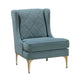 Svy Wingback Accent Chair, Blue Chenille Cushion, Gold Metal Legs