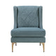Svy Wingback Accent Chair, Blue Chenille Cushion, Gold Metal Legs