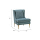 Svy Wingback Accent Chair, Blue Chenille Cushion, Gold Metal Legs