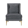 Svy Wingback Accent Chair, Dark Gray Chenille Cushion, Gold Metal Legs