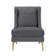Svy Wingback Accent Chair, Dark Gray Chenille Cushion, Gold Metal Legs