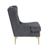 Svy Wingback Accent Chair, Dark Gray Chenille Cushion, Gold Metal Legs