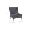 Svy Wingback Accent Chair, Dark Gray Chenille Cushion, Gold Metal Legs