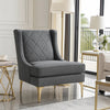 Svy Wingback Accent Chair, Dark Gray Chenille Cushion, Gold Metal Legs