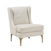 Svy Wingback Accent Chair, Taupe Chenille Cushion, Gold Metal Legs