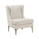 Svy Wingback Accent Chair, Taupe Chenille Cushion, Gold Metal Legs