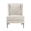 Svy Wingback Accent Chair, Taupe Chenille Cushion, Gold Metal Legs