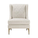 Svy Wingback Accent Chair, Taupe Chenille Cushion, Gold Metal Legs