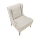 Svy Wingback Accent Chair, Taupe Chenille Cushion, Gold Metal Legs