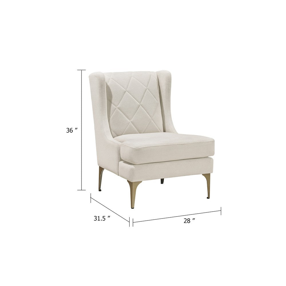 Svy Wingback Accent Chair, Taupe Chenille Cushion, Gold Metal Legs