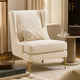 Svy Wingback Accent Chair, Taupe Chenille Cushion, Gold Metal Legs